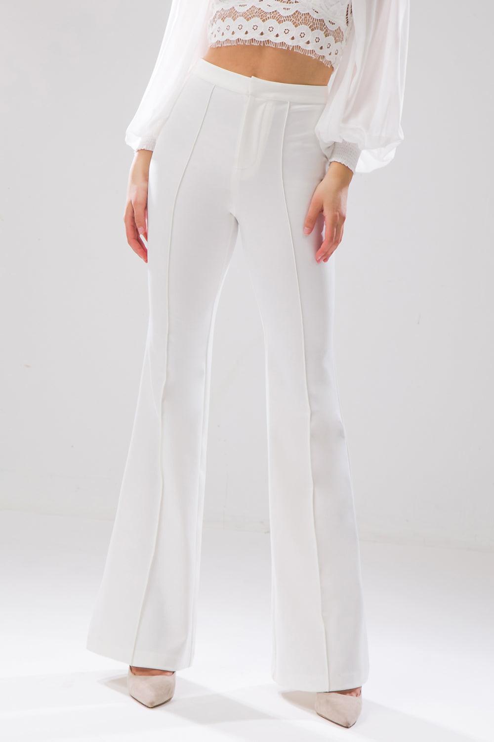 But Better Flare Pants High Rise Center Seam Faux Back Pockets