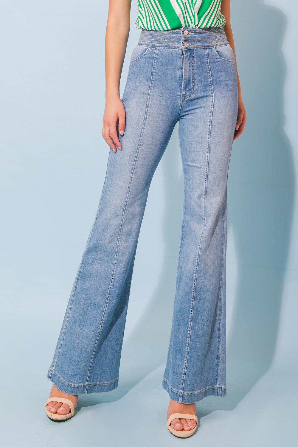 Grand Party Denim Jeans With Wide Waistband And Boot Cut