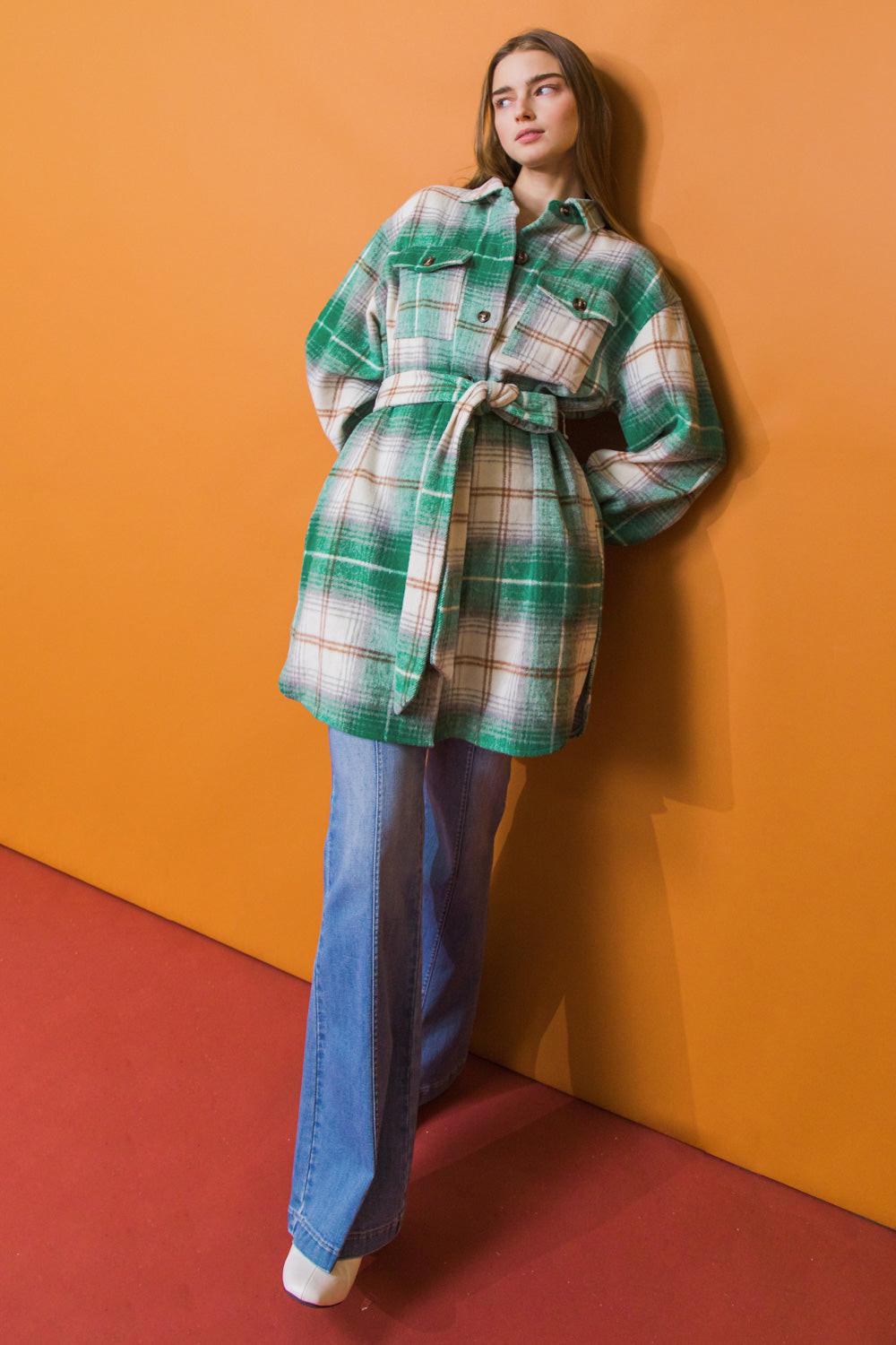 Sweet Evenings Woven Midi Jacket With Button Down Closure And Self Belt
