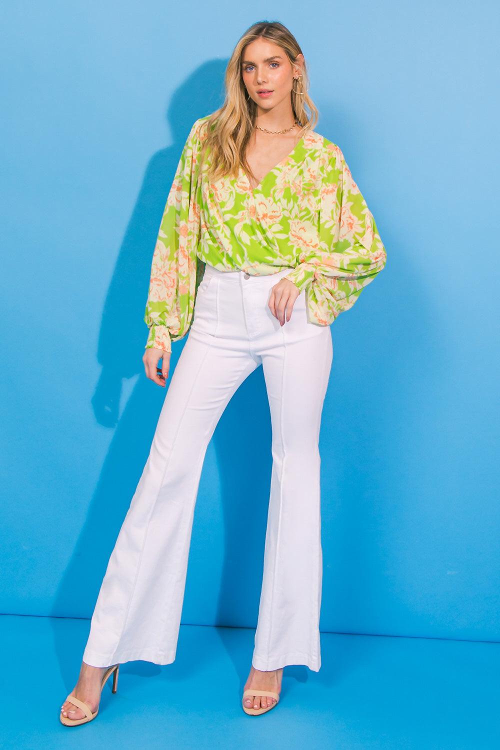 Sweet Nothings Woven Bodysuit With Surplice Neckline And Snap Closure