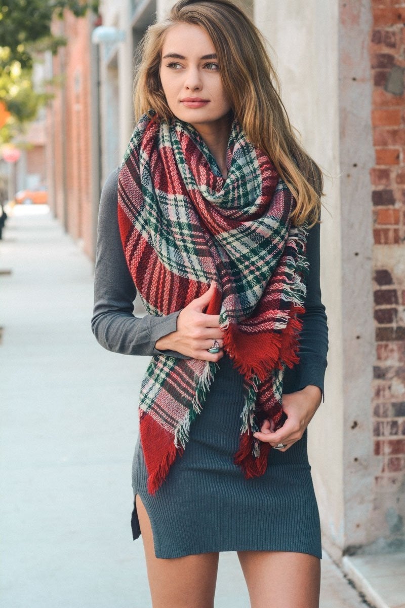 Flannel Frayed Edge Blanket Scarf-Soul Flow Apparel