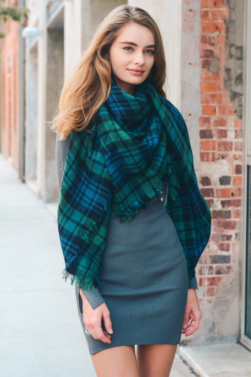 Flannel Frayed Edge Blanket Scarf-Soul Flow Apparel