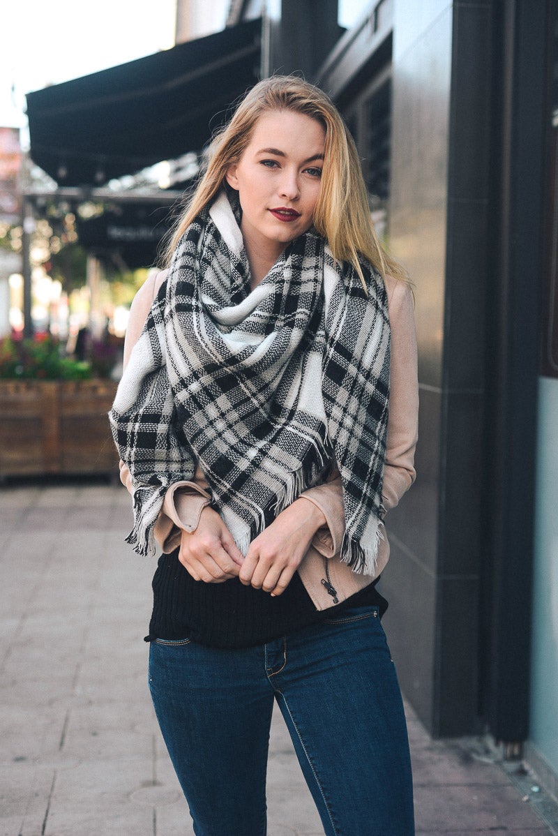 Flannel Frayed Edge Blanket Scarf-Soul Flow Apparel