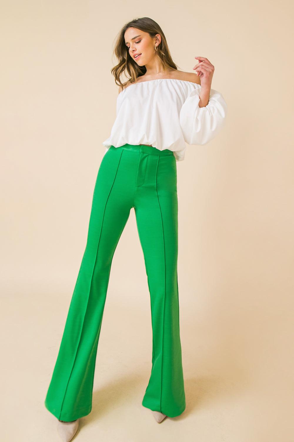 But Better Flare Pants High Rise Center Seam Faux Back Pockets