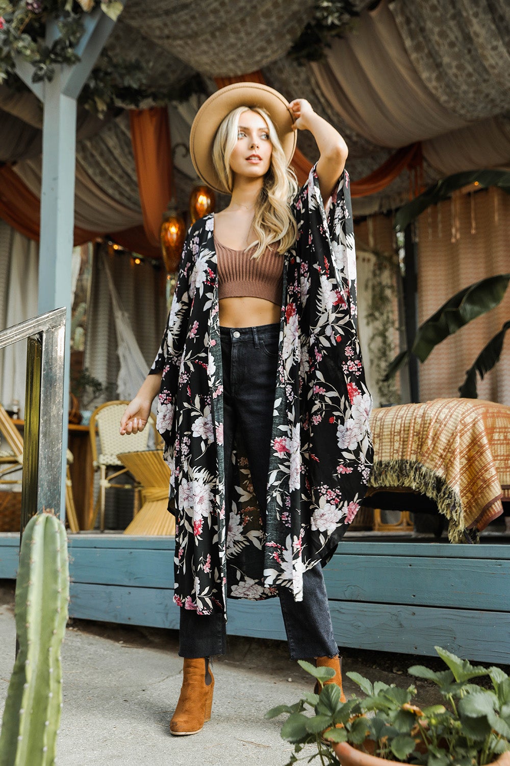 Floral Butterfly Sleeve Kimono-Soul Flow Apparel