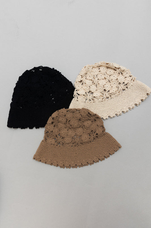 Floral Crochet Bucket Sun Hat-Soul Flow Apparel
