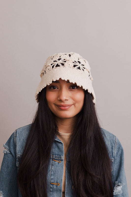 Floral Crochet Bucket Sun Hat-Soul Flow Apparel