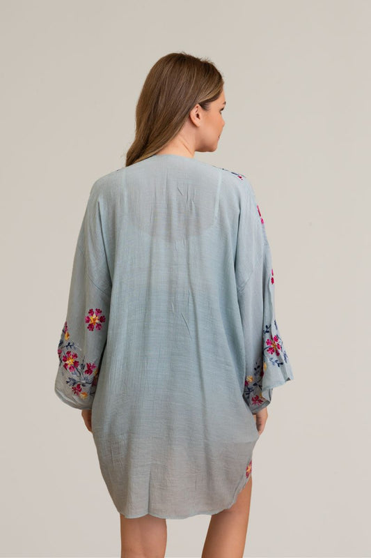 Kimono - Ethereal Anemone Kimono – Elegant Floral Embroidery