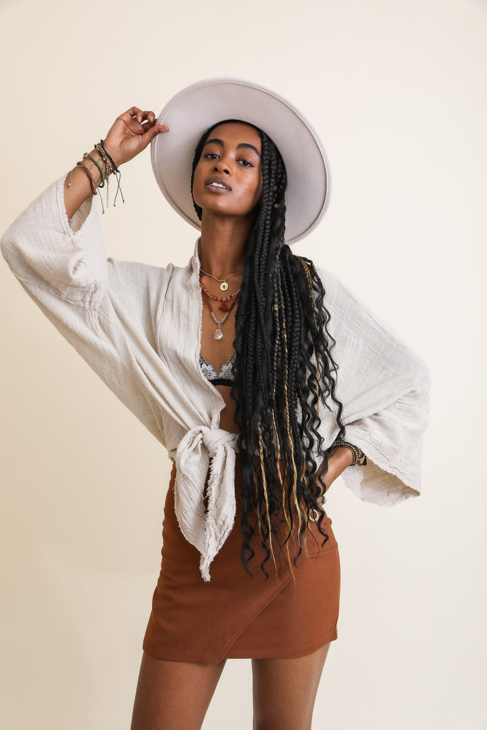 Flounce Tie-Front Kimono Wrap-Soul Flow Apparel
