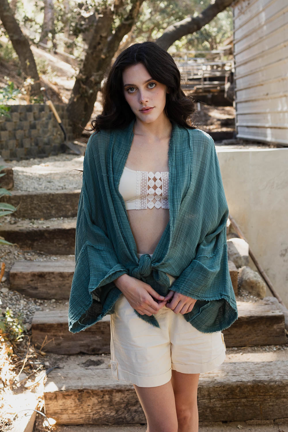 Flounce Tie-Front Kimono Wrap-Soul Flow Apparel