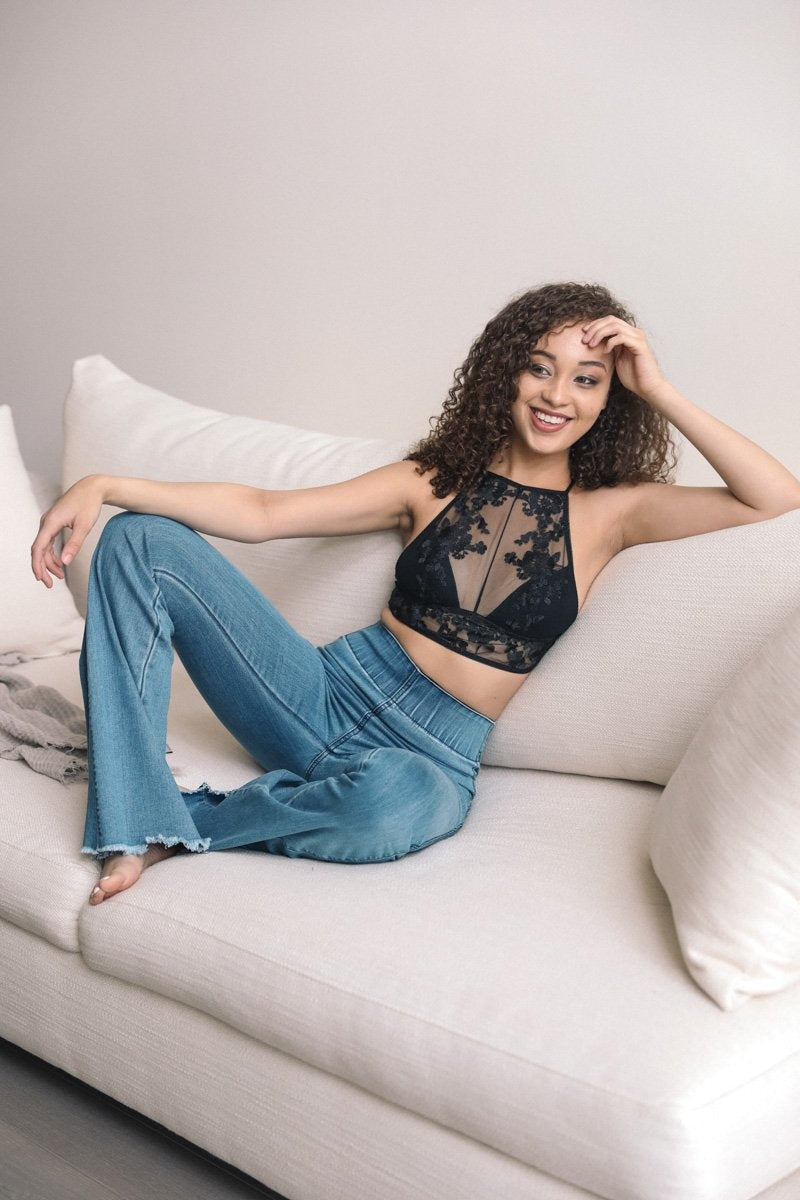 Flower Embroidery High Neck-Soul Flow Apparel
