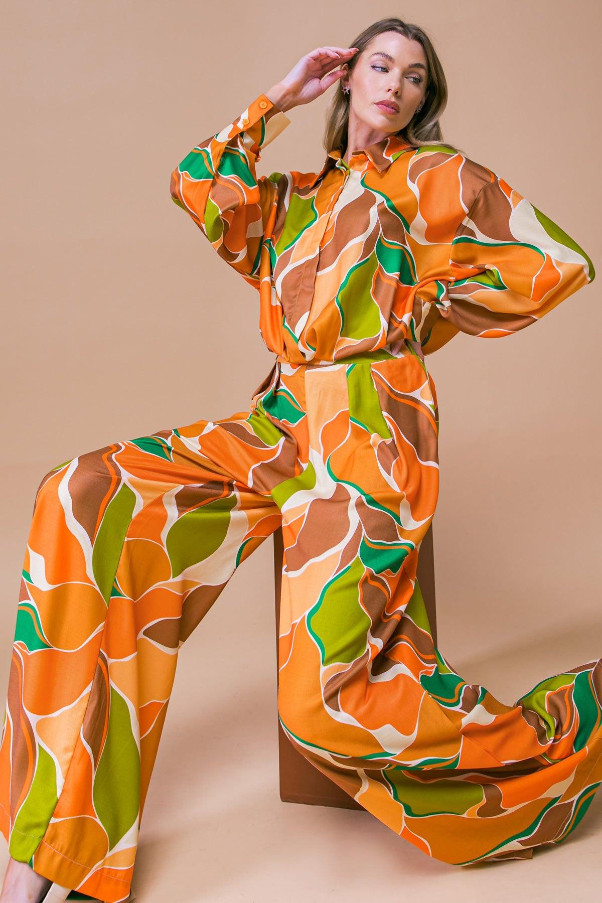 Sweetest Entrance Printed Woven Top With Shirt Collar And Elastic Waist