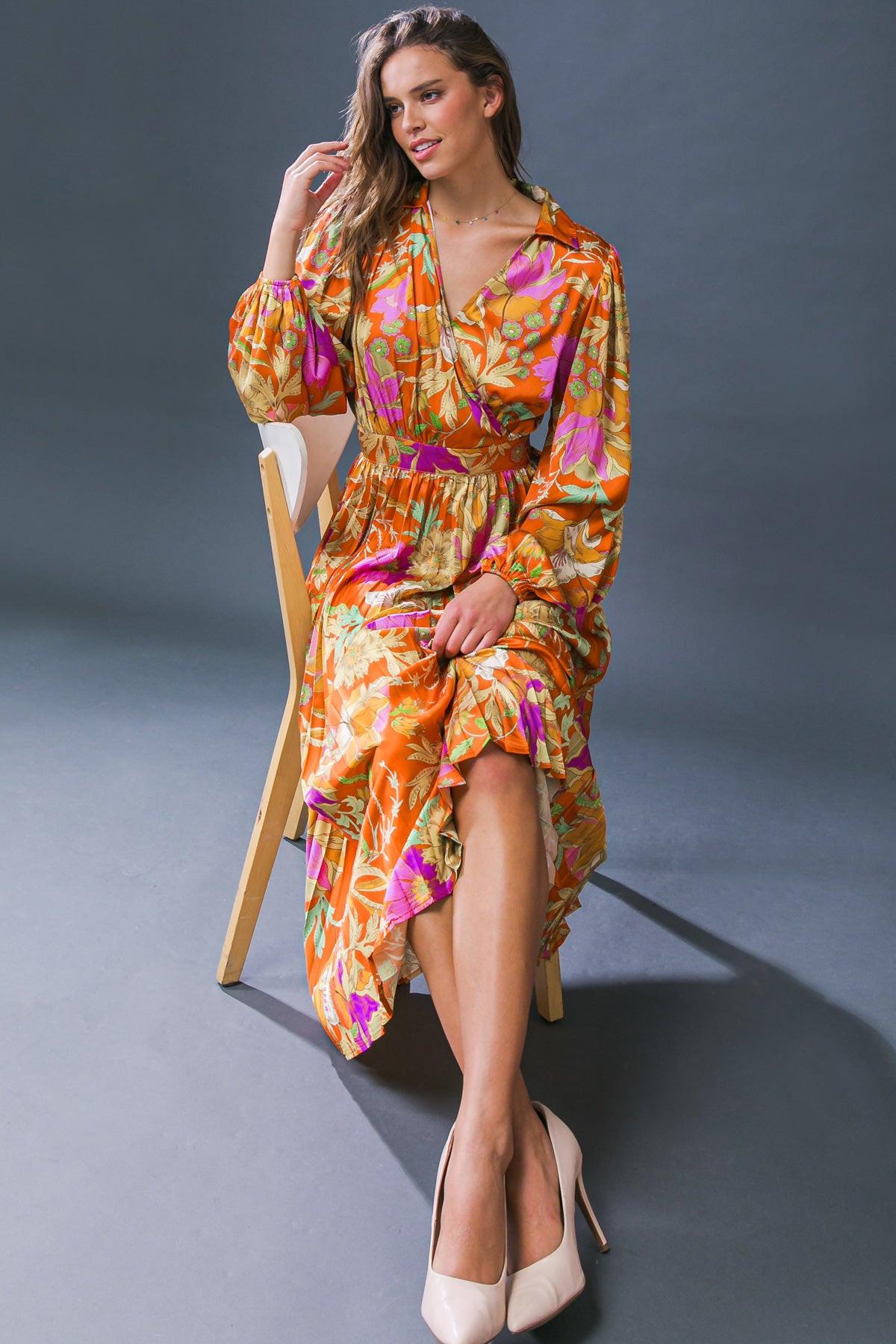 Keep Getting Better Woven Midi Dress With Surplice Neckline And Pleated Skirt