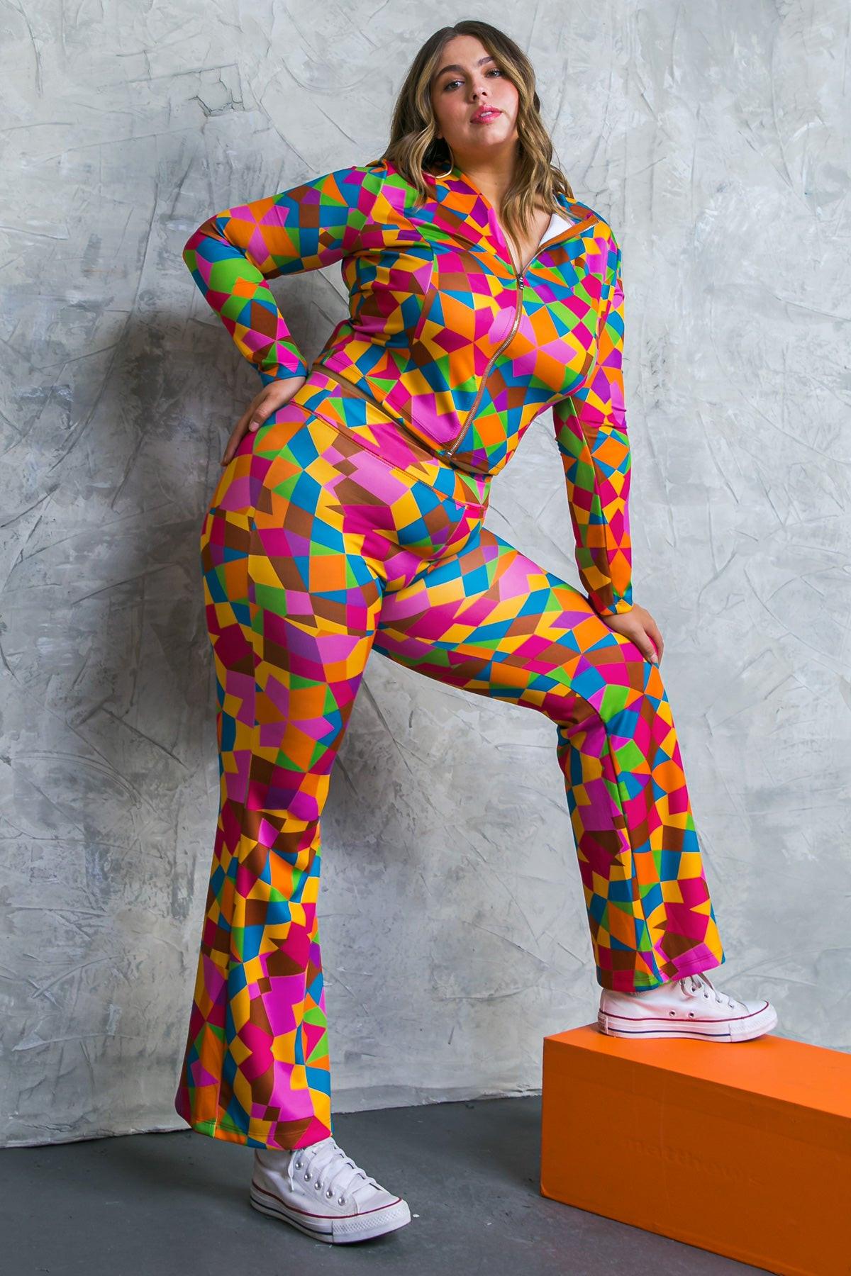 Sweetest Shower Scuba Tracksuit With Front Zip And Bell Bottom Pants
