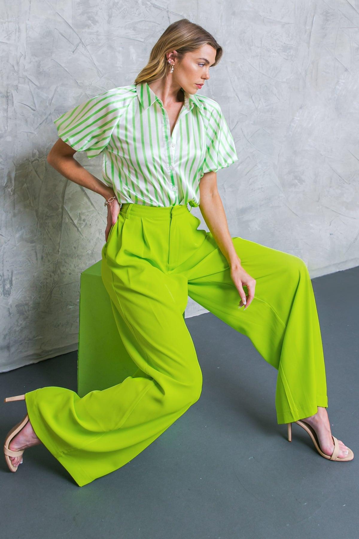 Upscale Aura Woven Pleated Wide Leg Trousers for Formal Wear