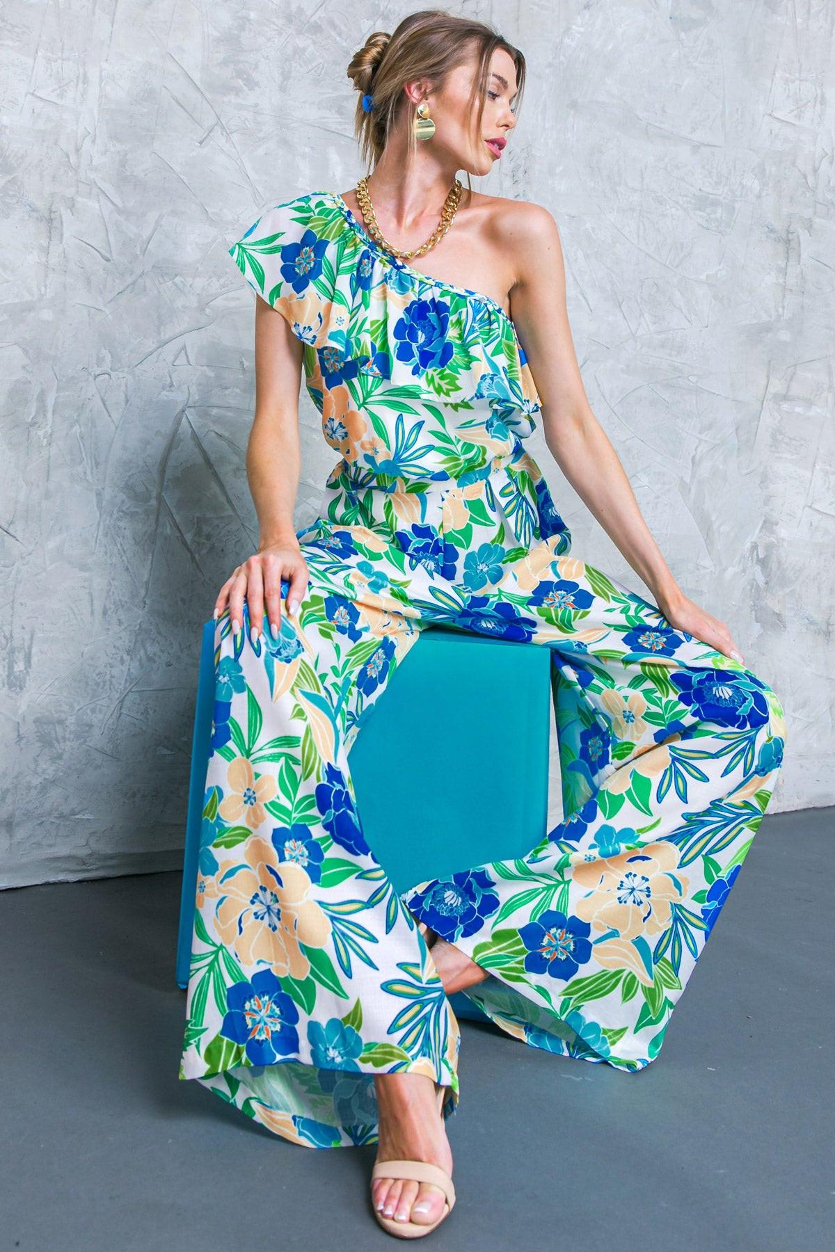 Floral In The World Woven Pants With Front Pleats And Side Pockets