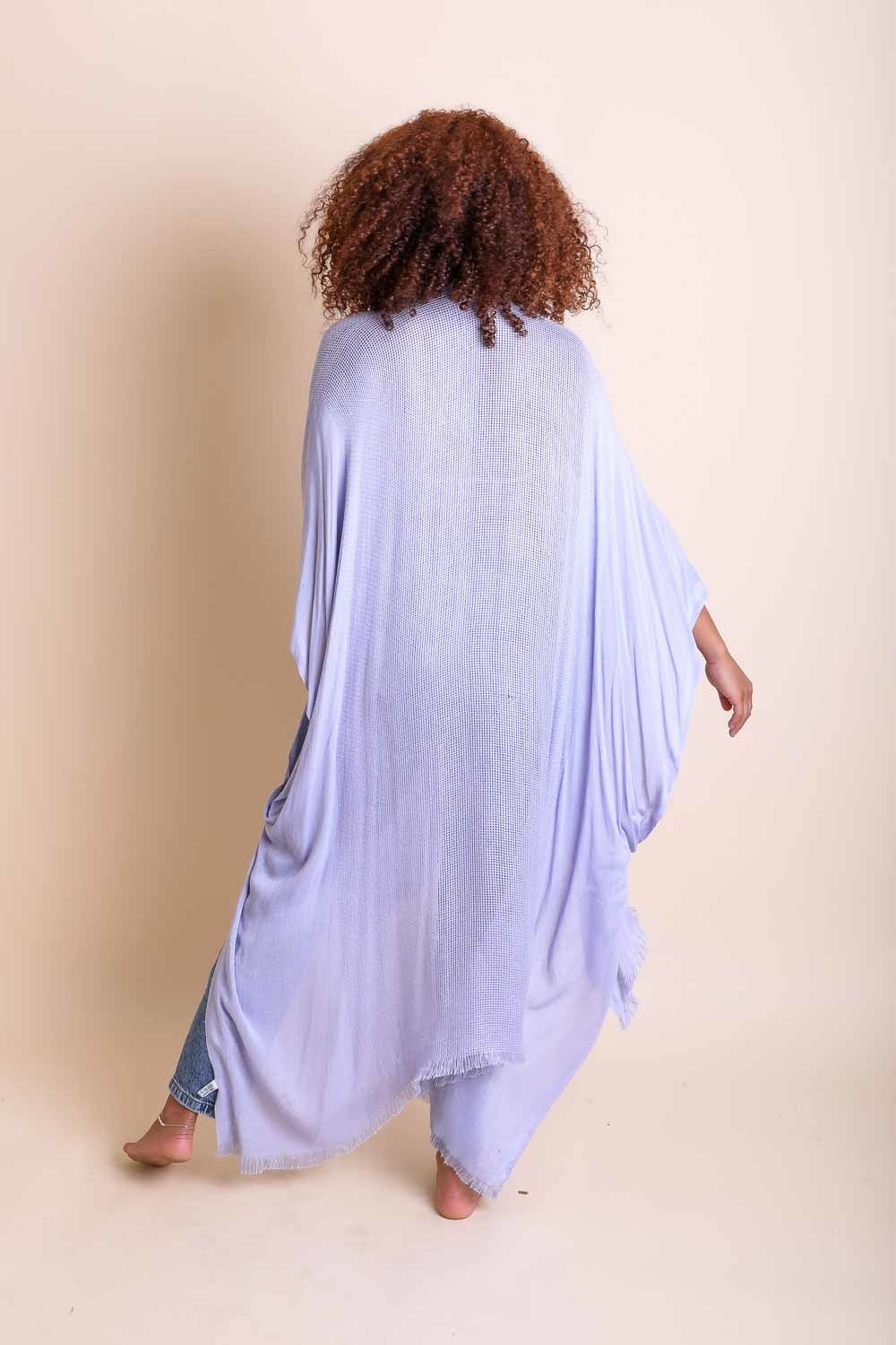 Frayed Trim Kimono-Soul Flow Apparel