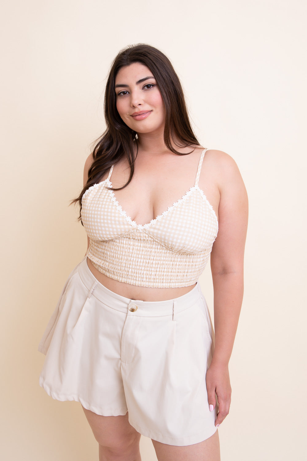 Gingham Smocked Bralette Plus-Soul Flow Apparel