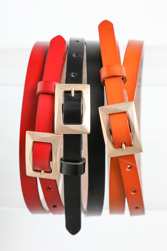 Gold Buckle Skinny Belt – Chic and Elegant-Soul Flow Apparel