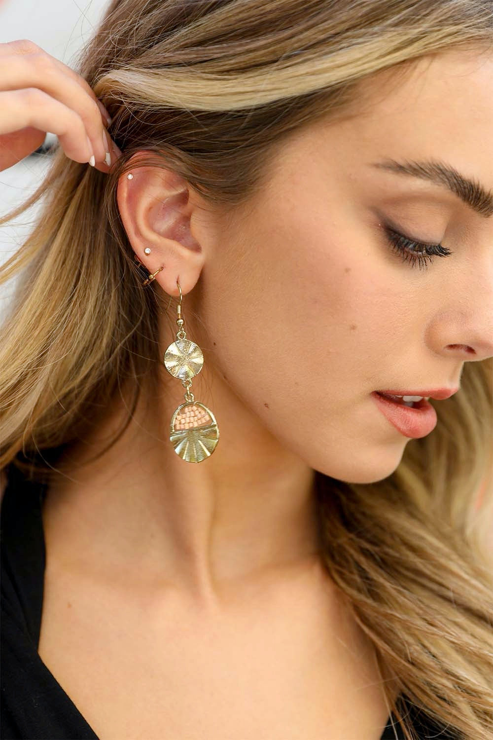 Golden Sunburst Drop Earrings-Soul Flow Apparel