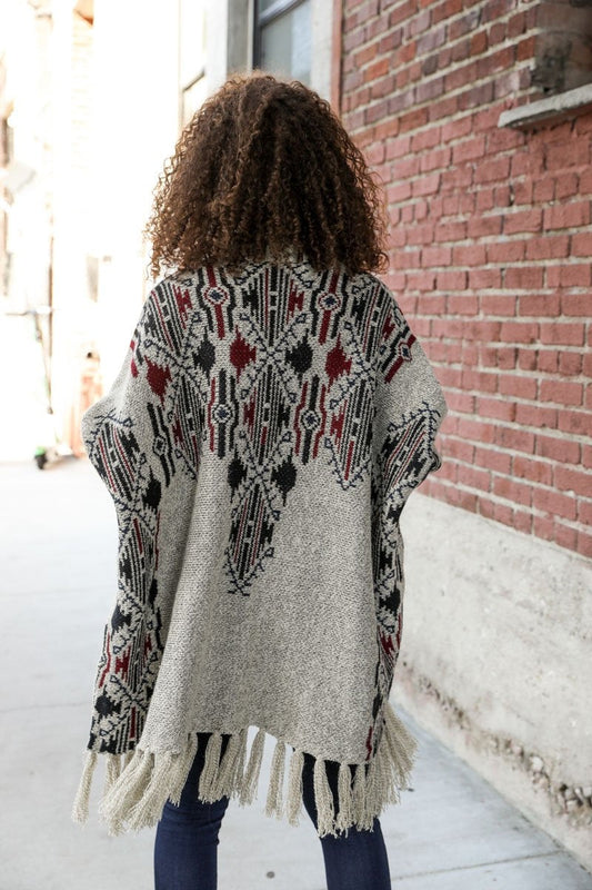 Heather Argyle Knit Ruana-Soul Flow Apparel