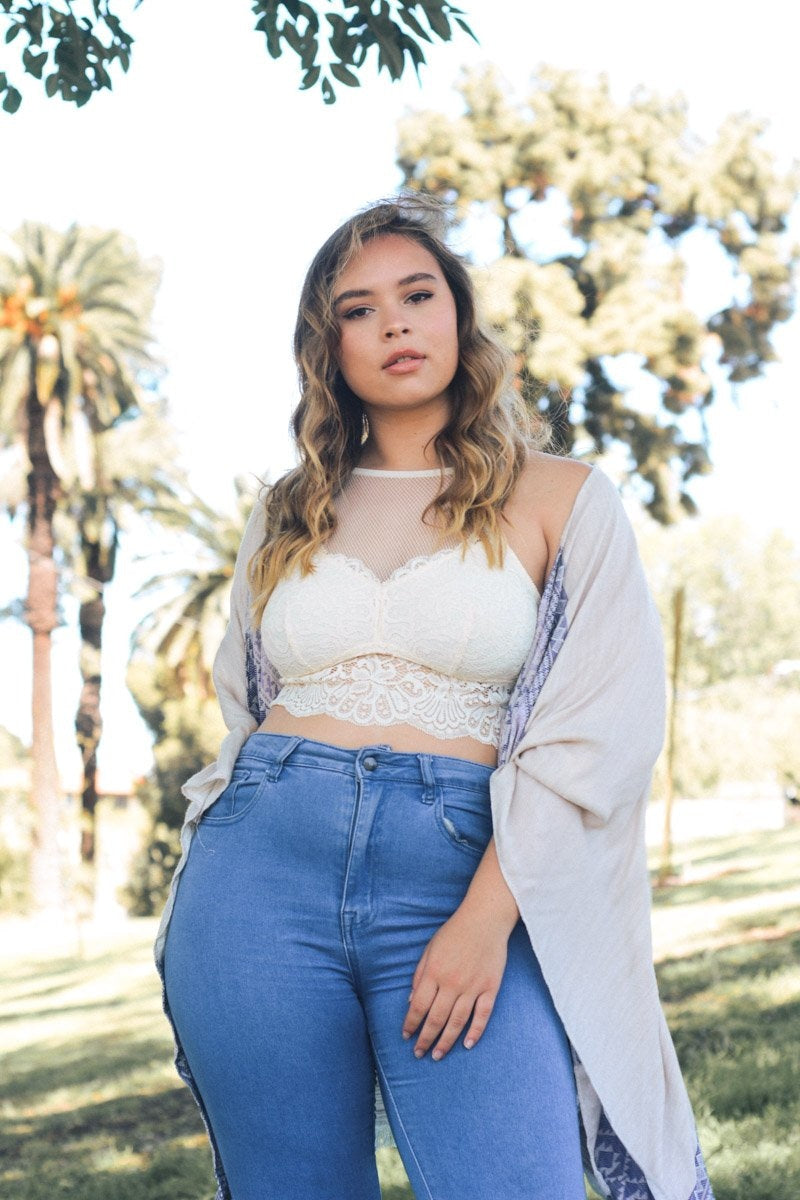 High Neck Netted Lace Bralette Plus-Soul Flow Apparel