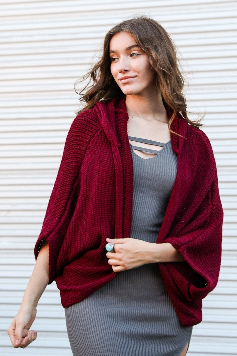 Hooded Rib Knit Cardigan-Soul Flow Apparel