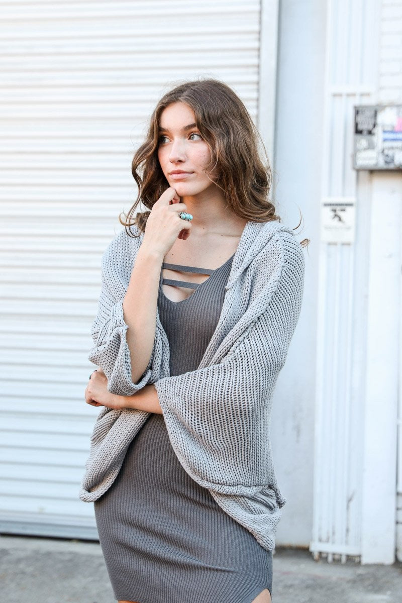 Hooded Rib Knit Cardigan-Soul Flow Apparel