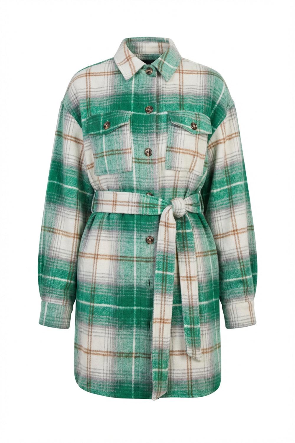 Sweet Evenings Woven Midi Jacket With Button Down Closure And Self Belt