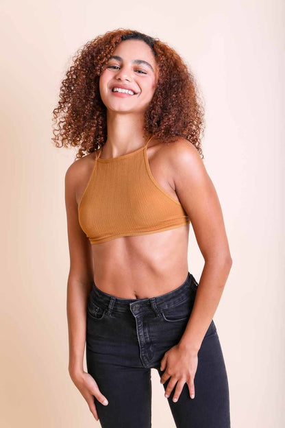Leto Collection Boho Crop Top for Women in Mustard Yellow, Perfect for Summer Outfits