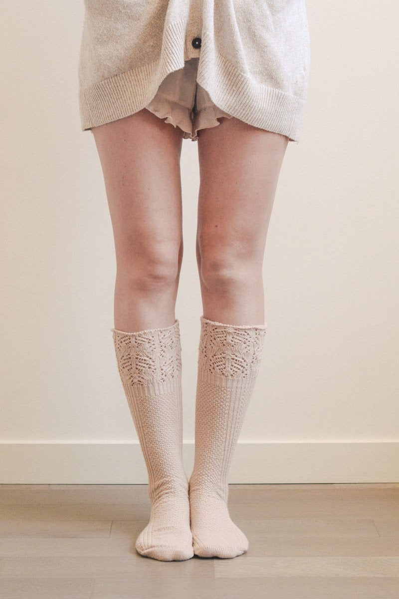 Knee High Pointelle Ribbed Socks-Soul Flow Apparel