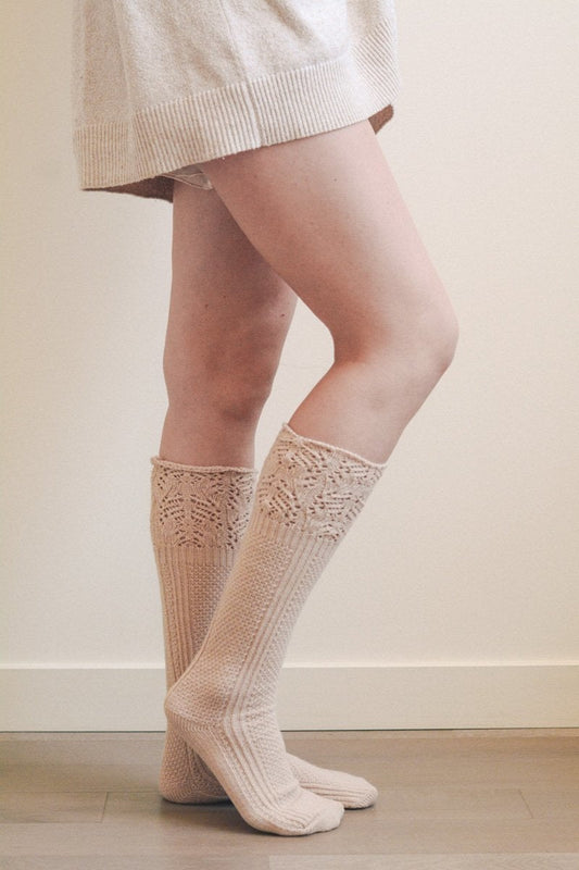 Soul Flow Apparel | Boho Knee High Pointelle Ribbed Socks
