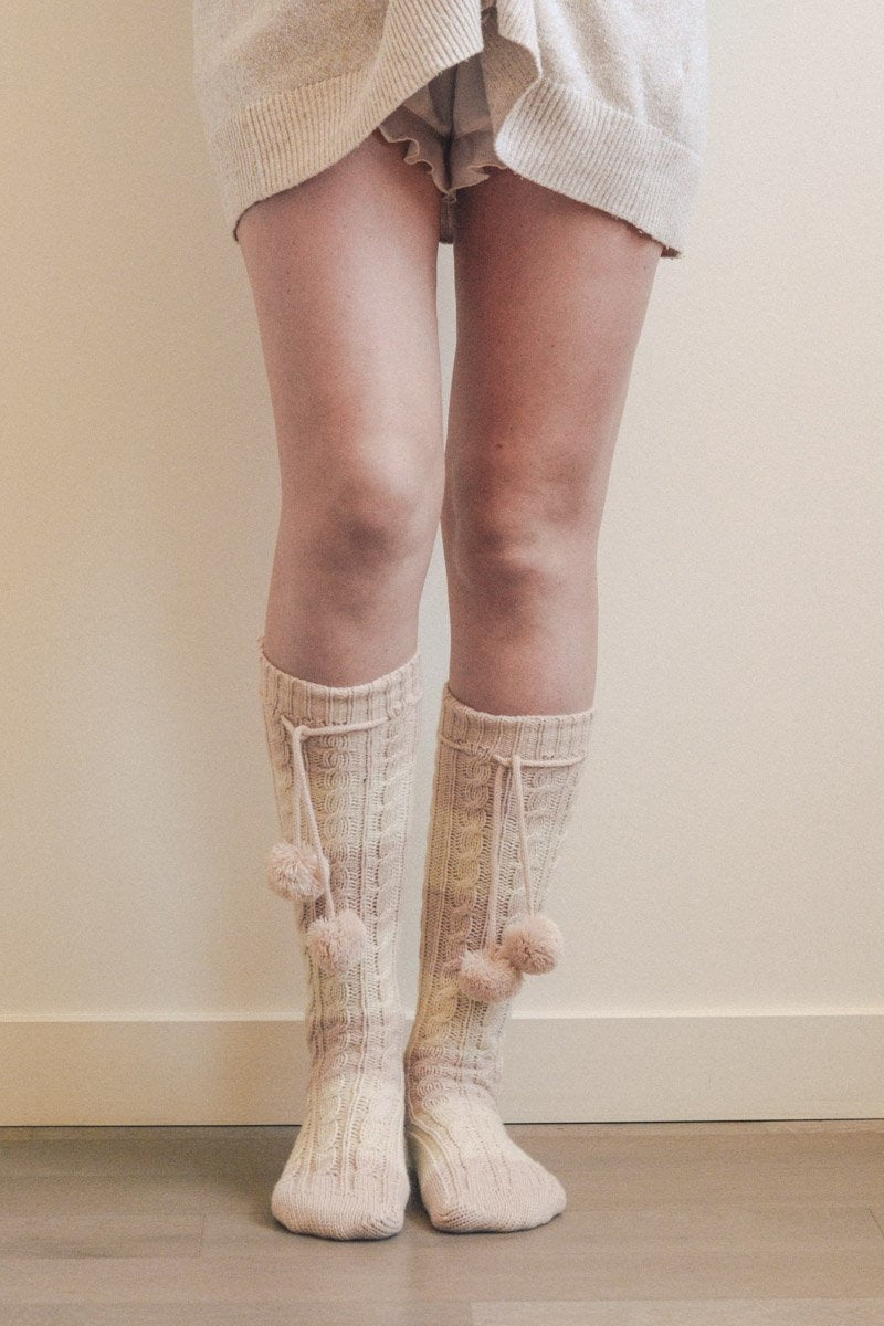 Knee High Striped Pom Socks-Soul Flow Apparel
