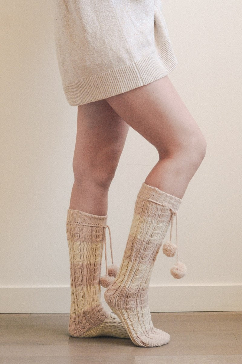 Knee High Striped Pom Socks-Soul Flow Apparel