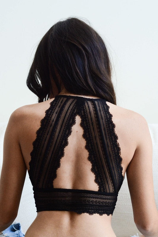 Patterned Lace Keyhole Bralette-Soul Flow Apparel