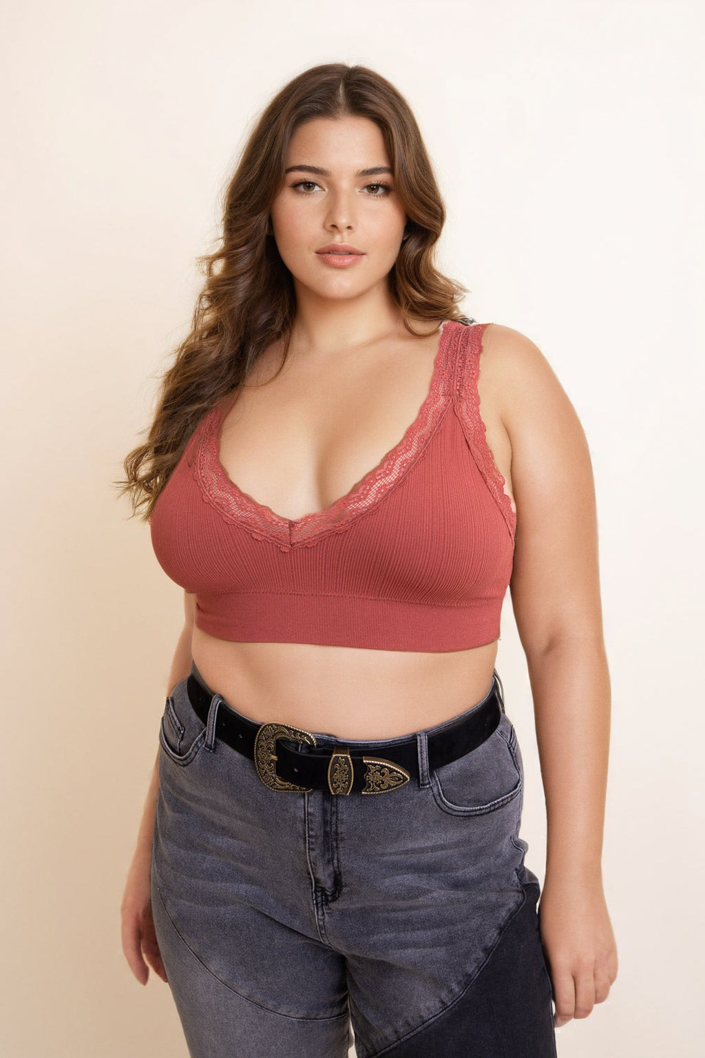 Lace Trim Padded Bralette Plus-Soul Flow Apparel