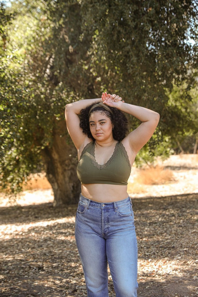 Lace Trim Padded Bralette-Soul Flow Apparel