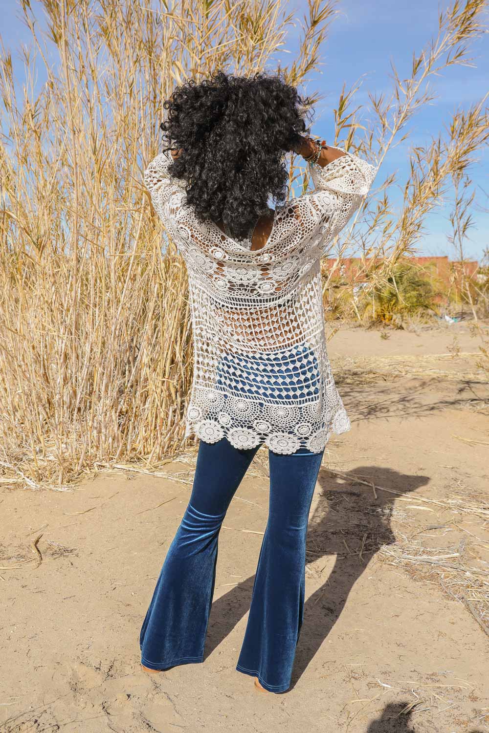 Kimono - Lace-Up Crochet Tunic