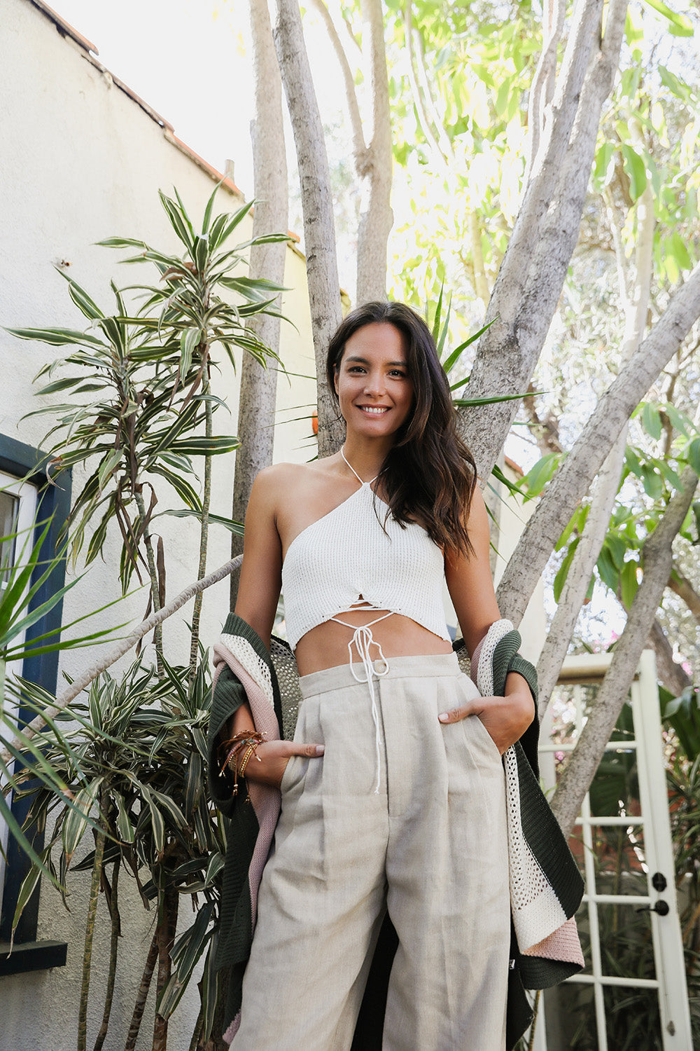 Lace-up Halter Knit Bralette-Soul Flow Apparel