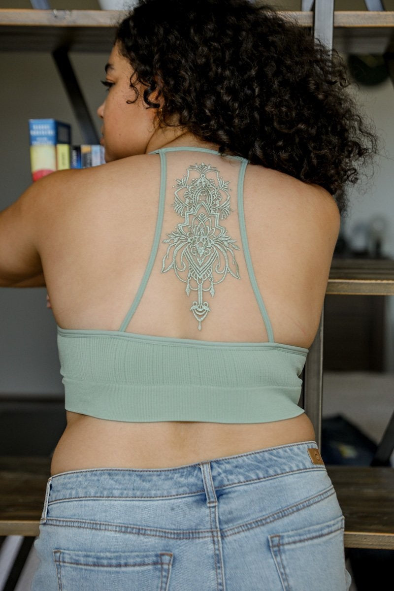 Tattoo Back Bralette – Seamless Design with Mesh Detail-Soul Flow Apparel