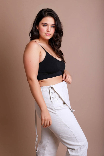 Leto Collection plus size low back bralette in black, designed for comfort and support