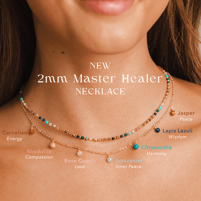 Master Healer 2mm + Dewdrop Necklace Stack