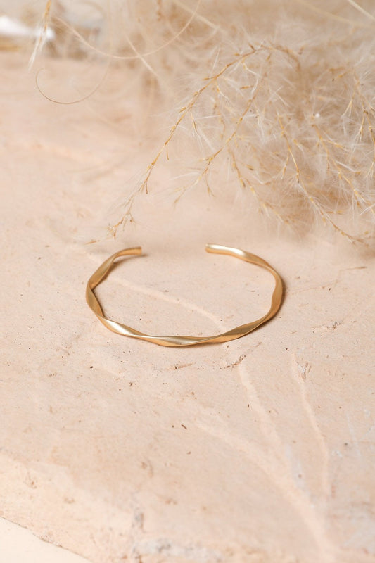Matte Gold Twist Bangle Cuff-Soul Flow Apparel