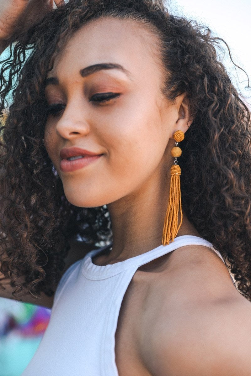 Mini Bead Tassel Earrings-Soul Flow Apparel