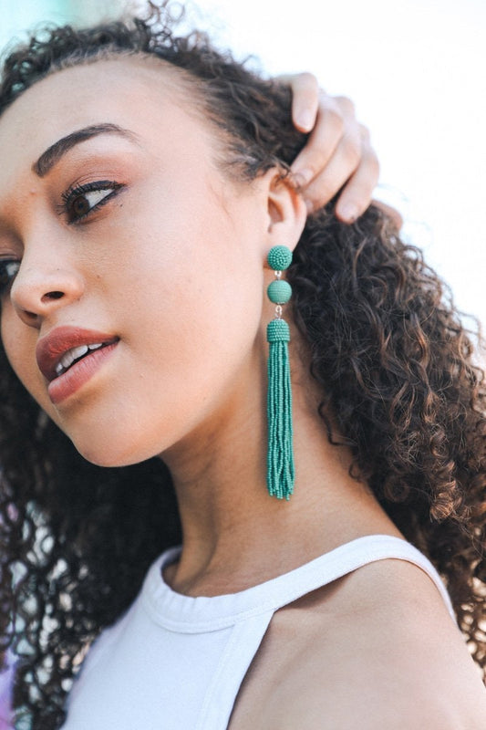 Mini Bead Tassel Earrings-Soul Flow Apparel