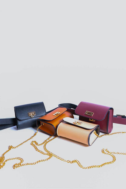 Mini Faux Leather Belt Bag – Chic with Gold Link Chain-Soul Flow Apparel
