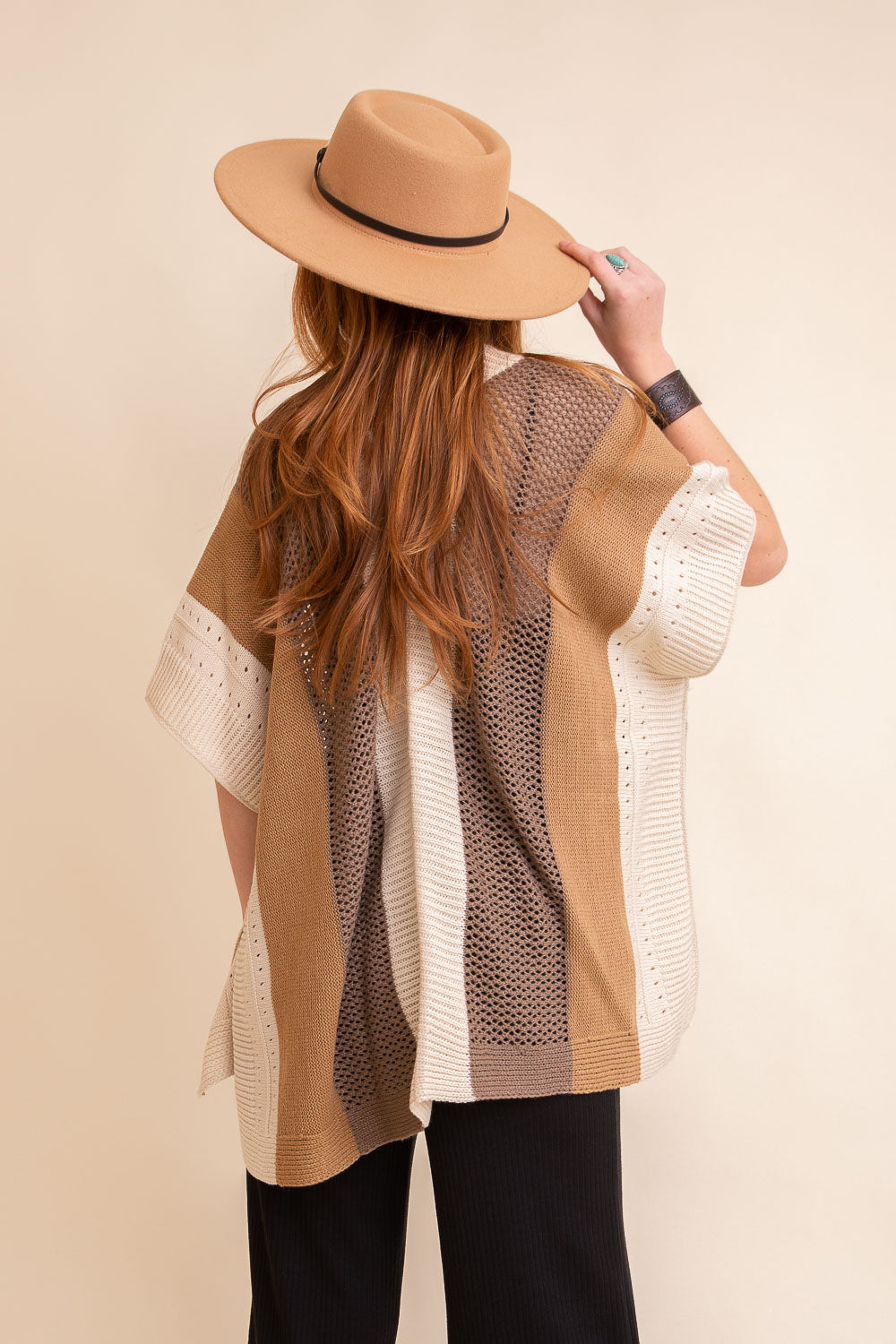 Multi-colored Striped Knit Poncho?-Soul Flow Apparel