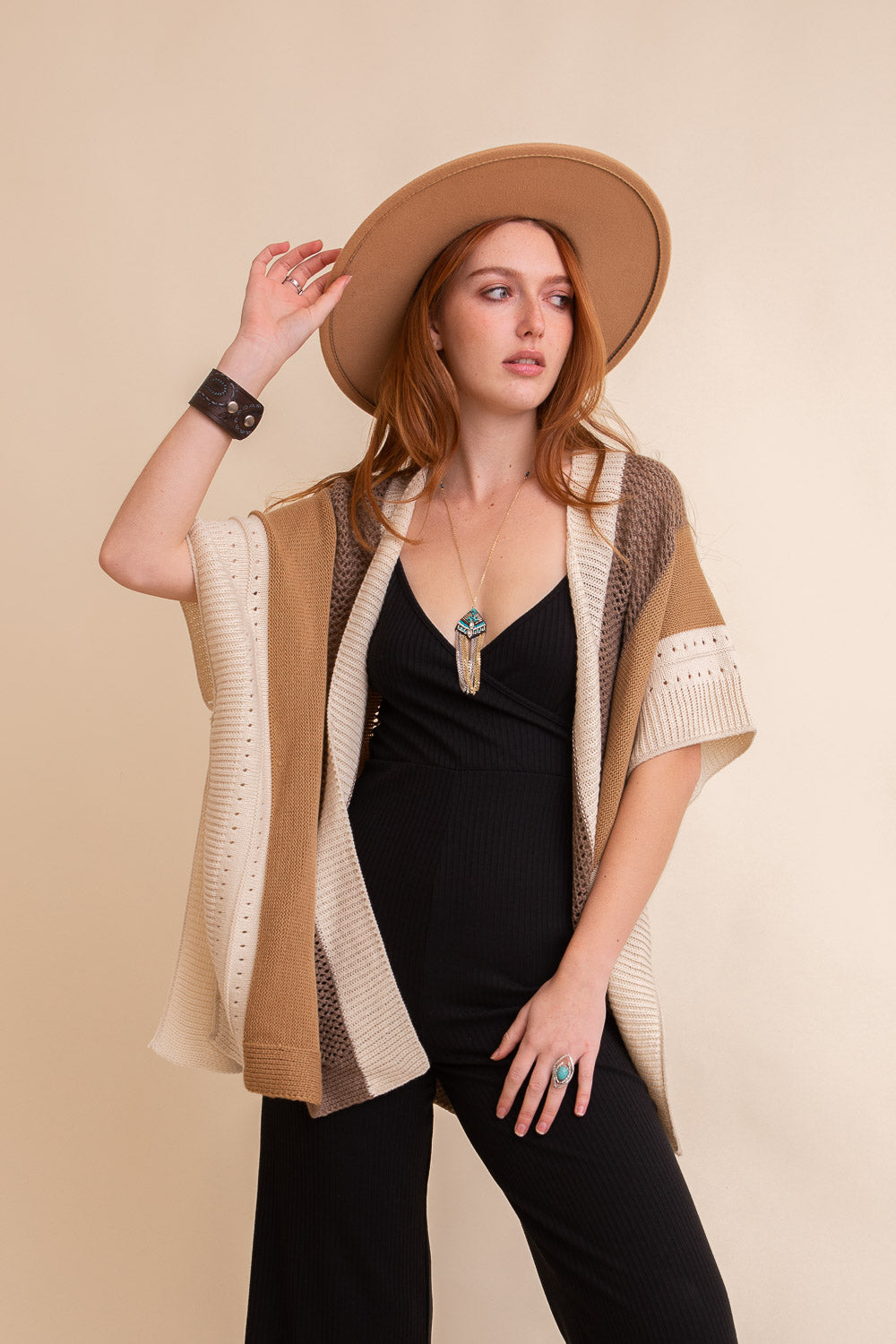 Multi-colored Striped Knit Poncho?-Soul Flow Apparel