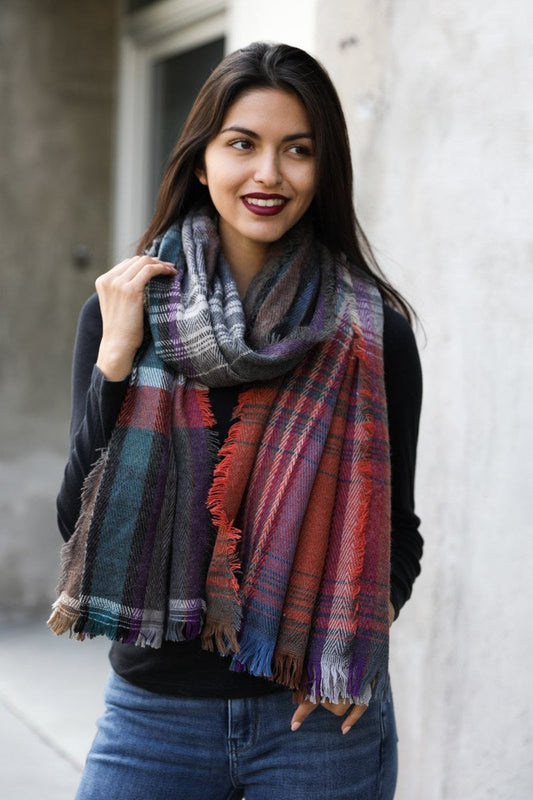 Soul Flow Apparel | Boho Multicolor Plaid Scarf