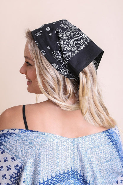 Muted Color Bandana Hats & Hair Black